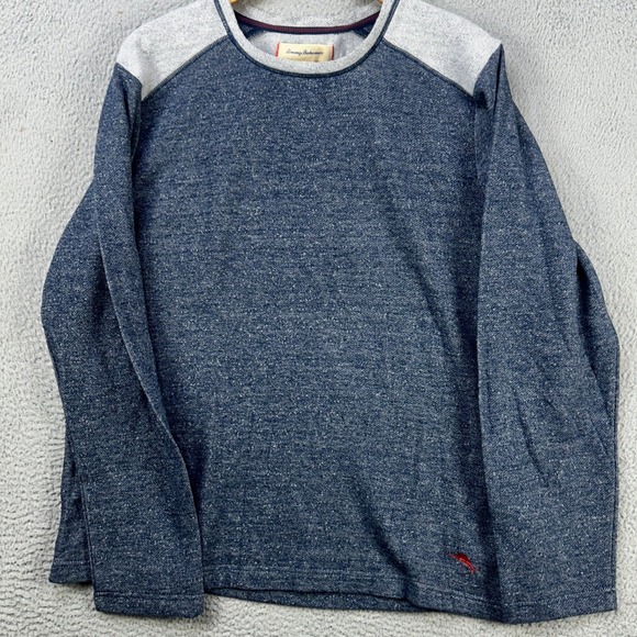 Tommy Bahama Shirt Sleepwear Mens Large Navy Blue Long Sleeve Crew Neck Logo NEW